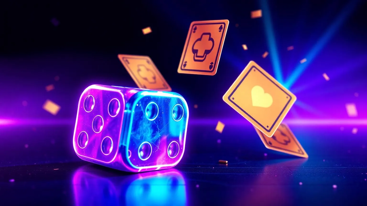 Neon dice and collectible sticker cards